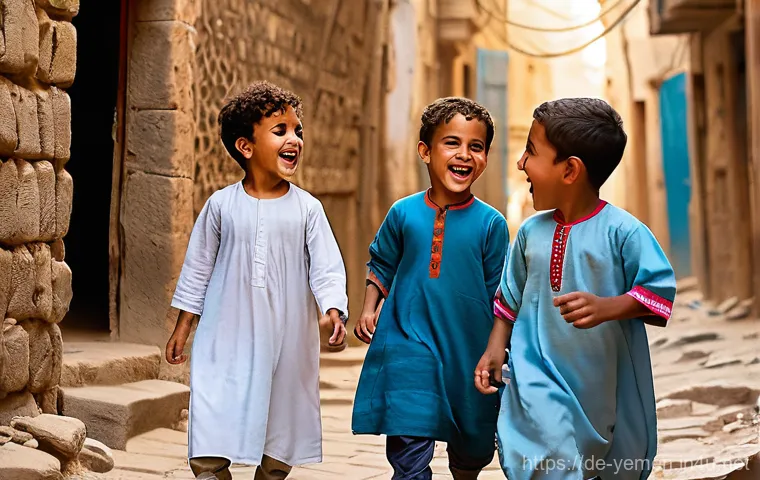 예멘 전통 놀이와 어린이 문화 - **Prompt 1: "The Architect of Sand and Stone"**
    A wide shot of a young Yemeni boy, approximately...