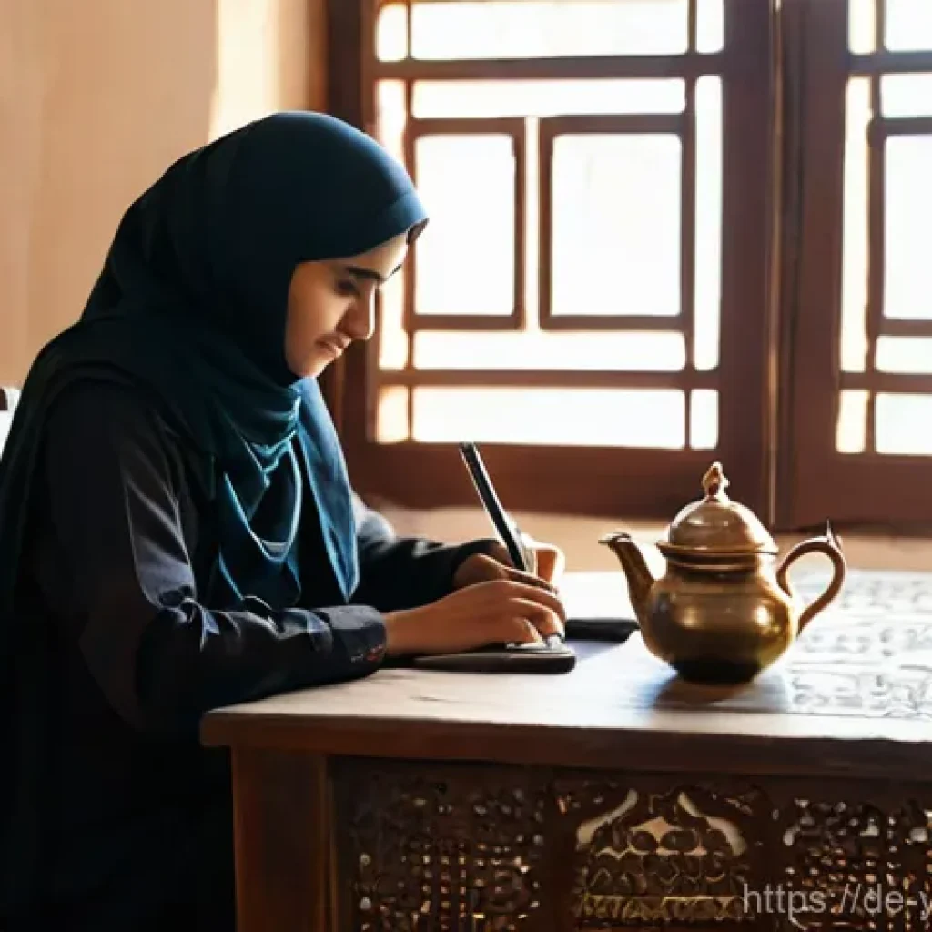 예멘 공용어 아랍어 학습법 - **Prompt: Immersive Yemeni Arabic Study Session**
    "A young adult, approximately 20-25 years old,...