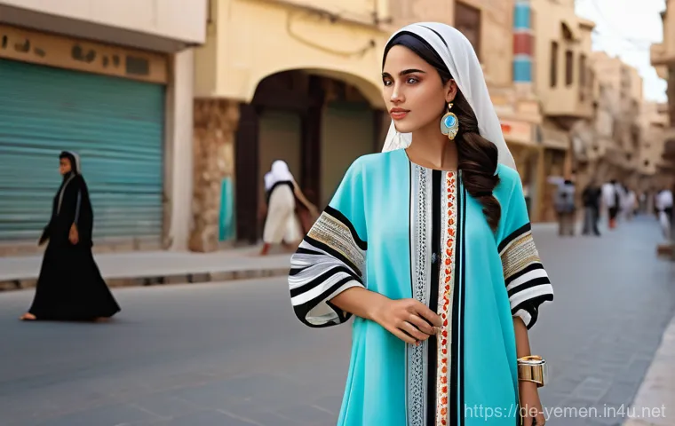 예멘의 유행 패션 트렌드 - **Prompt: "A proud Yemeni man, full-shot, standing confidently in a traditional 'Futa' (wrapped skir...