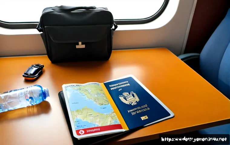 Home 17 예멘 여행 주의사항 - Photorealistic travel safety preparation scene for Yemen, German adult traveler seated at a tidy des...